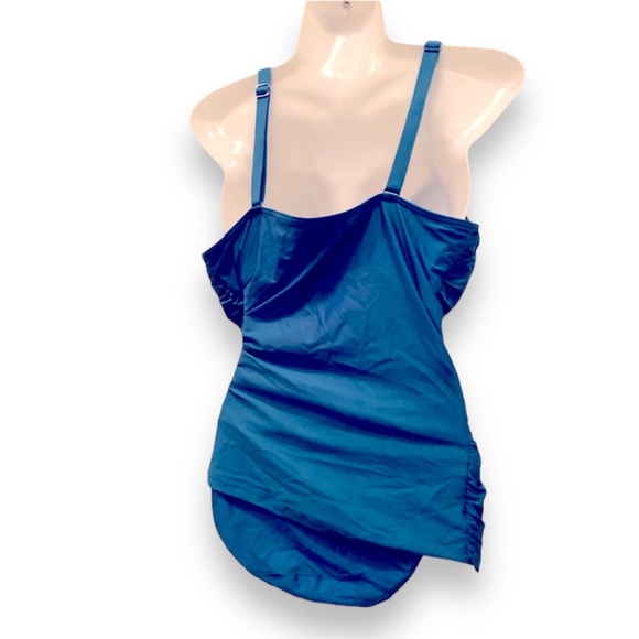 Primadonna Teal Ruched Underwire Tankini (34G) and bikini bottoms (S) - Picture 2 of 8